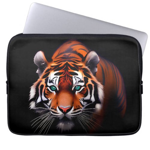Majestic Tiger in a Dark Laptop Sleeve