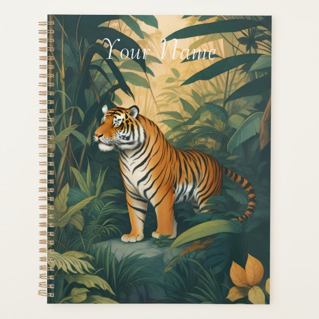 Majestic Tiger in the Jungle Elegant Wildlife Art  Planner (Front)