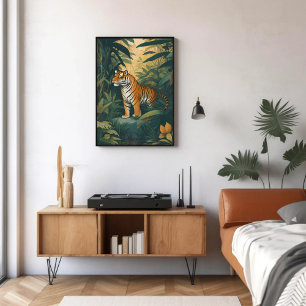 Majestic Tiger in the Jungle Elegant Wildlife Art Poster