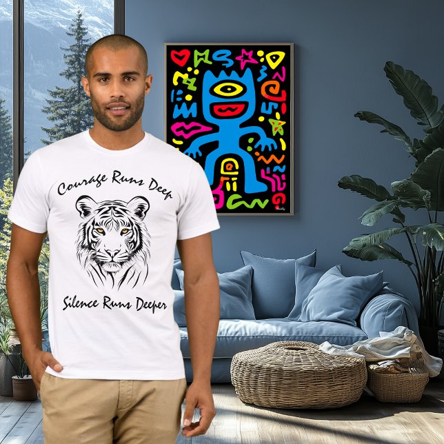 Majestic Tiger Line Art  - Courage Runs Deep T-Shirt (Creator Uploaded)