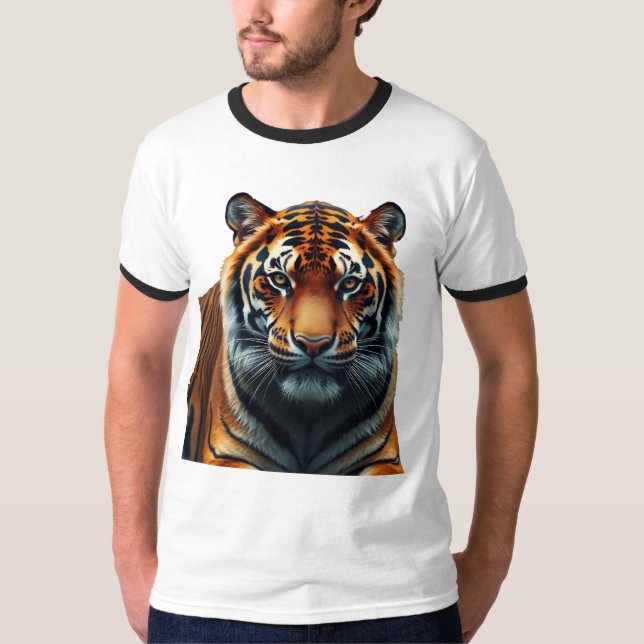 Majestic Tiger Men's Basic Ringer T-Shirt (Front)