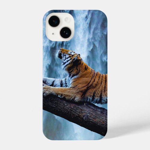 Majestic Tiger Relaxing at a Beautiful Waterfall iPhone 14 Case