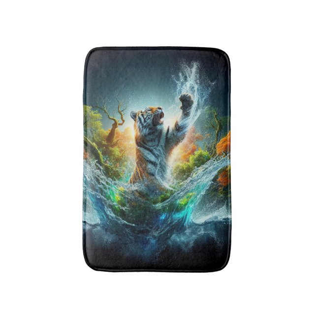 Majestic Tiger Splash Fantasy Wildlife Nature Bath Mat (Front Vertical)