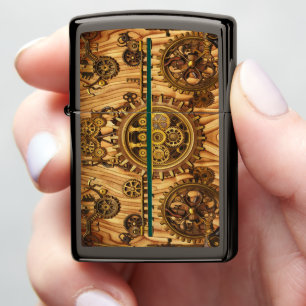 Majestic Timeless Elegance: Wooden Clock Zippo Lighter