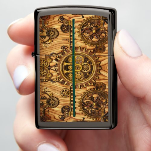 Majestic Timeless Elegance Wooden Clock Zippo Lighter