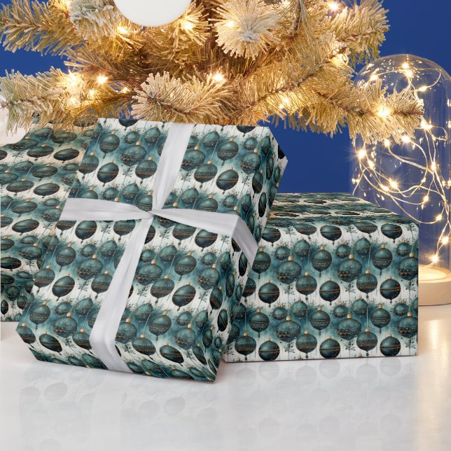 Majestic Tranquility: Green and Gold Wrapping Paper (Holidays)