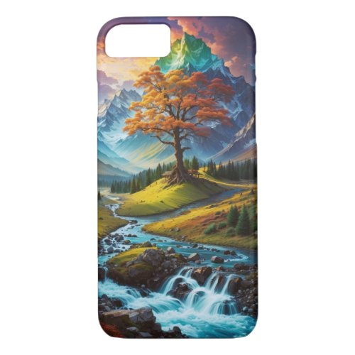 Majestic Tree Colorful Light Mountains and River iPhone 87 Case