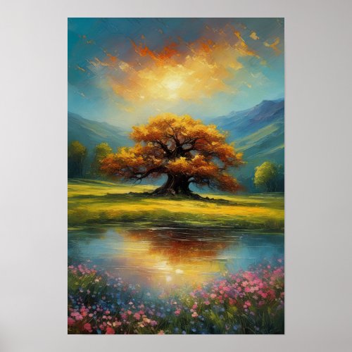 Majestic Tree in Evening Glow Poster