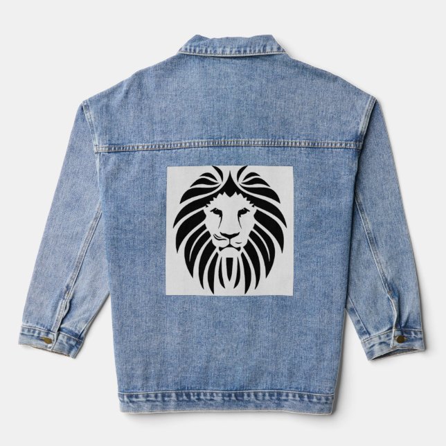 Majestic Tribal Lion Denim Jacket - Modern  (Back)