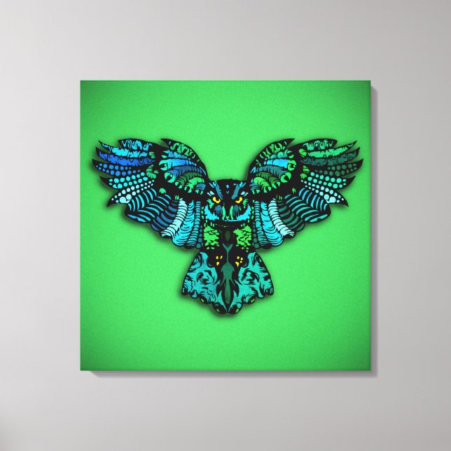 Majestic Tribal Owl Canvas Print (Front)