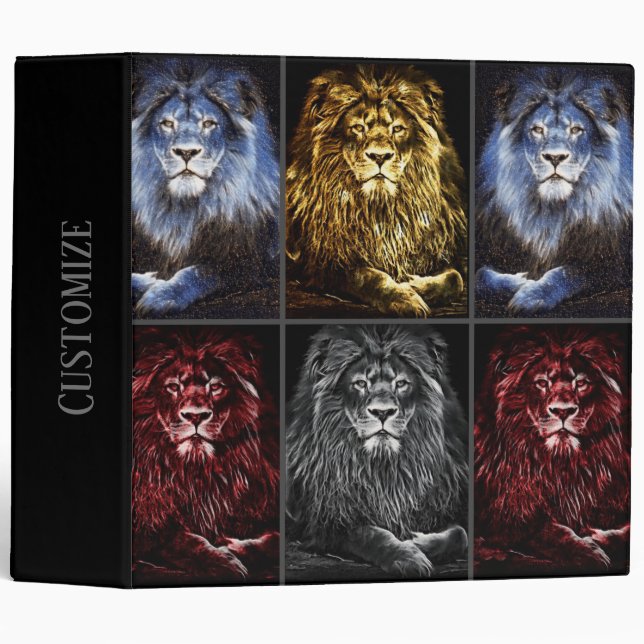 Majestic Trio Lions Pattern 3 Ring Binder (Front/Spine)