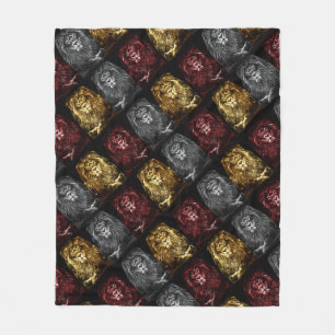 Majestic Trio Lions Pattern Fleece Blanket