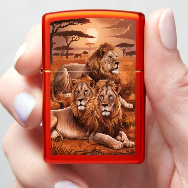 Majestic Trio Resting in Savanna Zippo Lighter (In Hand)
