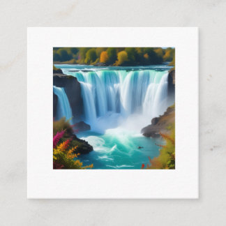 Majestic Turquoise Waterfall | Autumn Nature Wall Enclosure Card