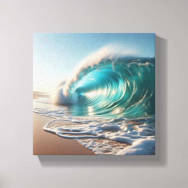 Majestic Turquoise Wave Crashing Against Dramatic  Canvas Print (Front)