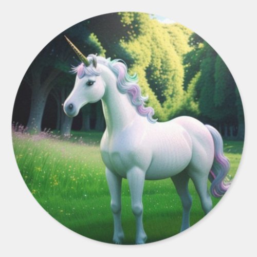 Majestic Unicorn Classic Round Sticker