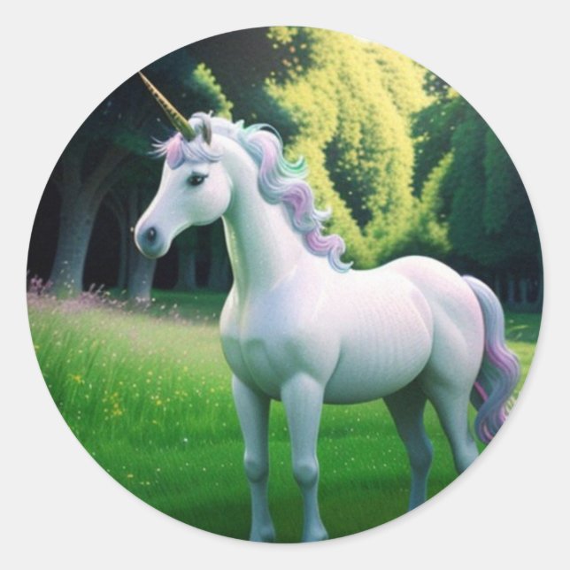 Majestic Unicorn Classic Round Sticker (Front)
