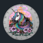 Majestic Unicorn Dart Board<br><div class="desc">Original design of a majestic unicorn. Created with pencils, pens and colored in vector.</div>
