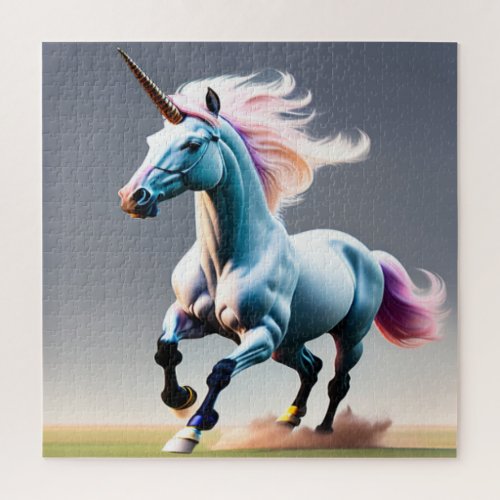 Majestic Unicorn Galloping Through the Meadow  Jigsaw Puzzle