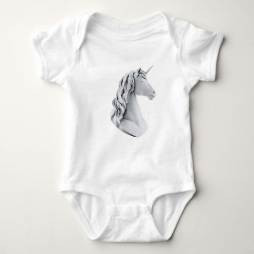 Majestic Unicorn Head Carved from Marble Baby Bodysuit