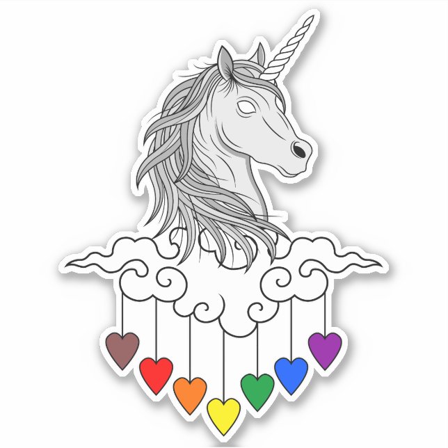 Majestic Unicorn Illustration Art Sticker (Front)