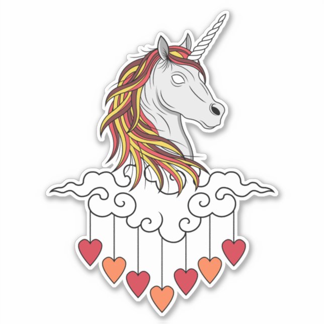 Majestic Unicorn Illustration Design Art Sticker (Front)