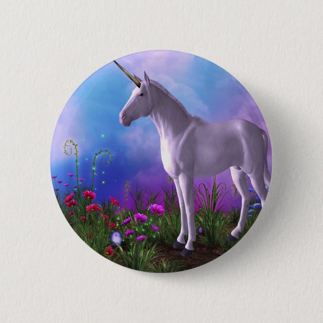 Majestic Unicorn Pinback Button (Front)