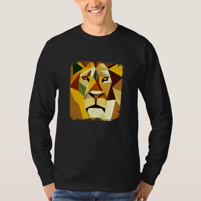 Majestic Vector Lion Head with Cool Artwork T-Shirt (Front)