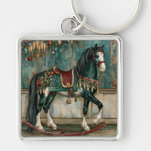 Majestic Victorian Christmas Horse Keychain