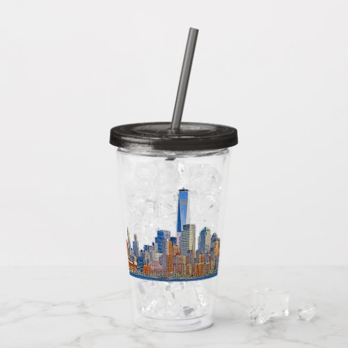 Majestic View of New York City Skyline artistic Acrylic Tumbler