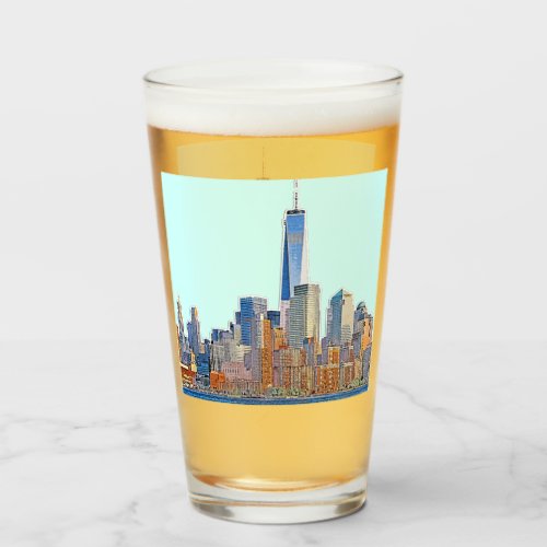 Majestic View of New York City Skyline artistic Glass