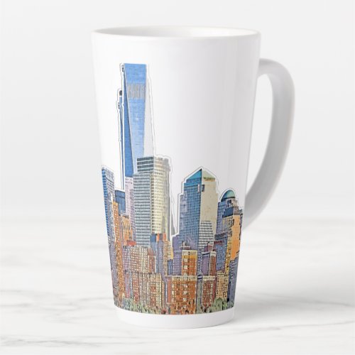 Majestic View of New York City Skyline artistic Latte Mug