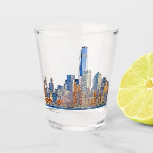 Majestic View of New York City Skyline artistic Shot Glass