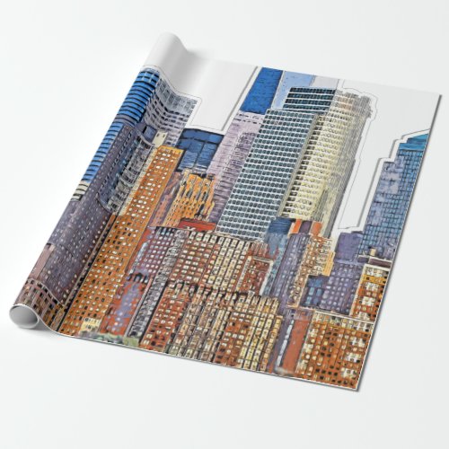 Majestic View of New York City Skyline artistic Wrapping Paper