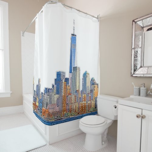 Majestic View of New York City Skyline Shower Curtain