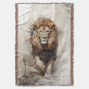 Majestic Walking Lion Throw Blanket