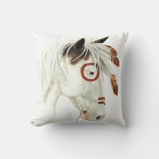 Majestic War Pony by Bihrle Throw Pillow (Front)