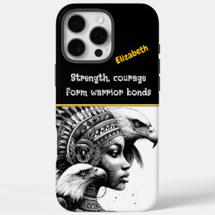 Majestic warrior adorned with eagles in tribal art iPhone 16 pro max case