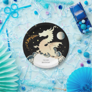Majestic Watercolor Dragon Birthday Paper Plates