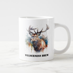 Majestic Watercolor Elk Portrait, custom Giant Coffee Mug