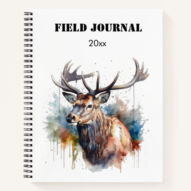 Majestic Watercolor Elk Portrait, custom  Notebook (Front)