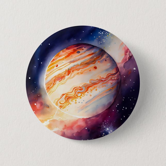 Majestic Watercolor Jupiter Art Button (Front)