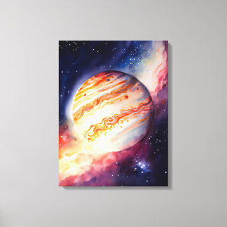Majestic Watercolor Jupiter Art Button Canvas Print
