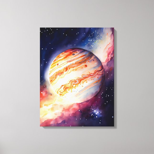 Majestic Watercolor Jupiter Art Button Canvas Print (Front)