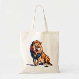 Majestic Watercolor Lion Art Tote Bag