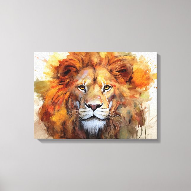 Majestic Watercolor Lion Canvas Print (Front)
