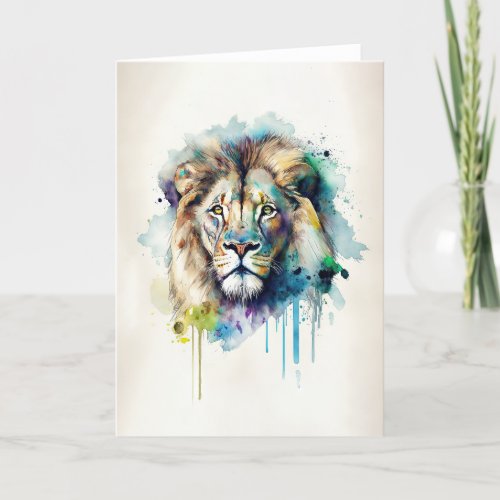 Majestic Watercolor Lion Note Card