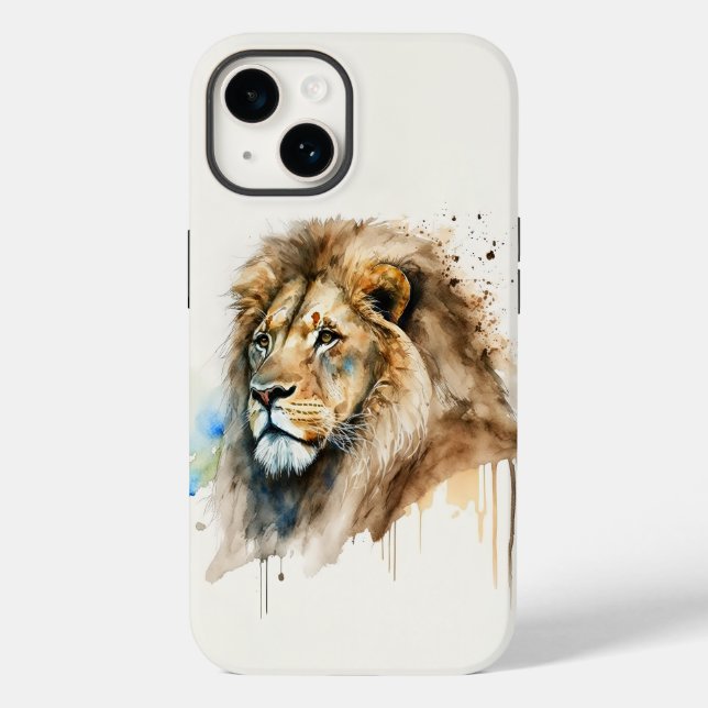 Majestic Watercolor Lion Phone Case (Back)