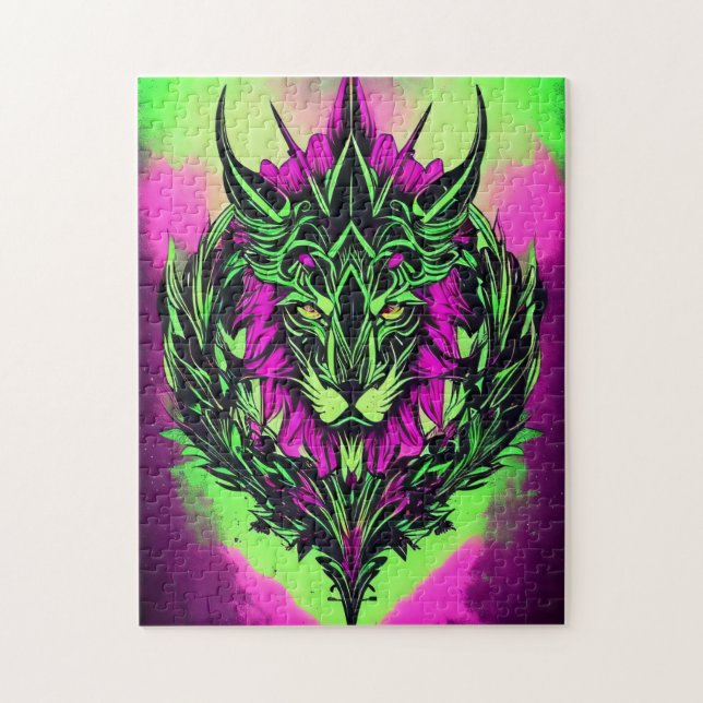 Majestic Watercolor Lion Puzzle – 252 Pieces (Vertical)