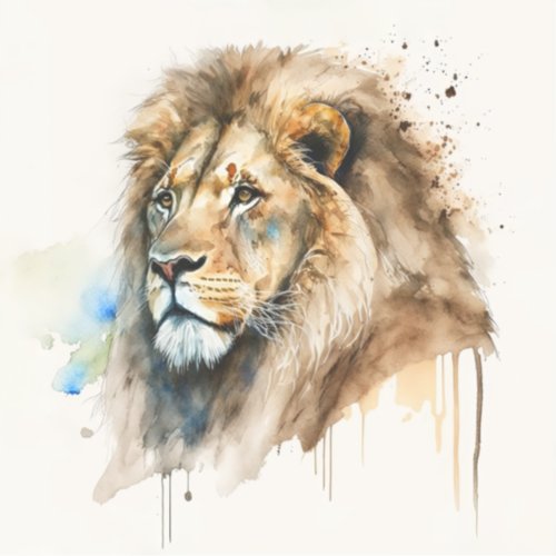 Majestic Watercolor Lion Square Sticker